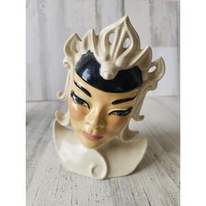 Vintage art studio lotus geisha planter bust lady princess queen ceramic statue